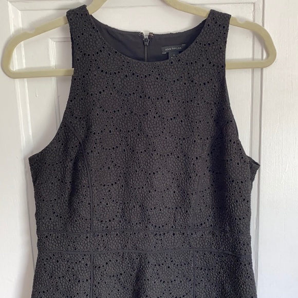 Ann Taylor Black Eyelet Flutter Skirt Dress - Picture 2 of 9